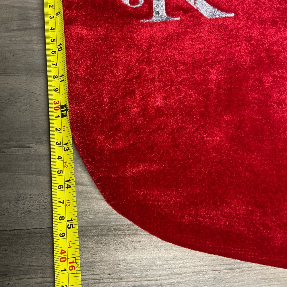 Christmas Stocking Red &‎ Green Velvet With Tassel, Rhinestone Monogram (R) - Picture 4 of 7